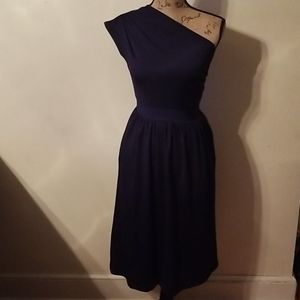 One Shoulder Elastic Dress with Pockets